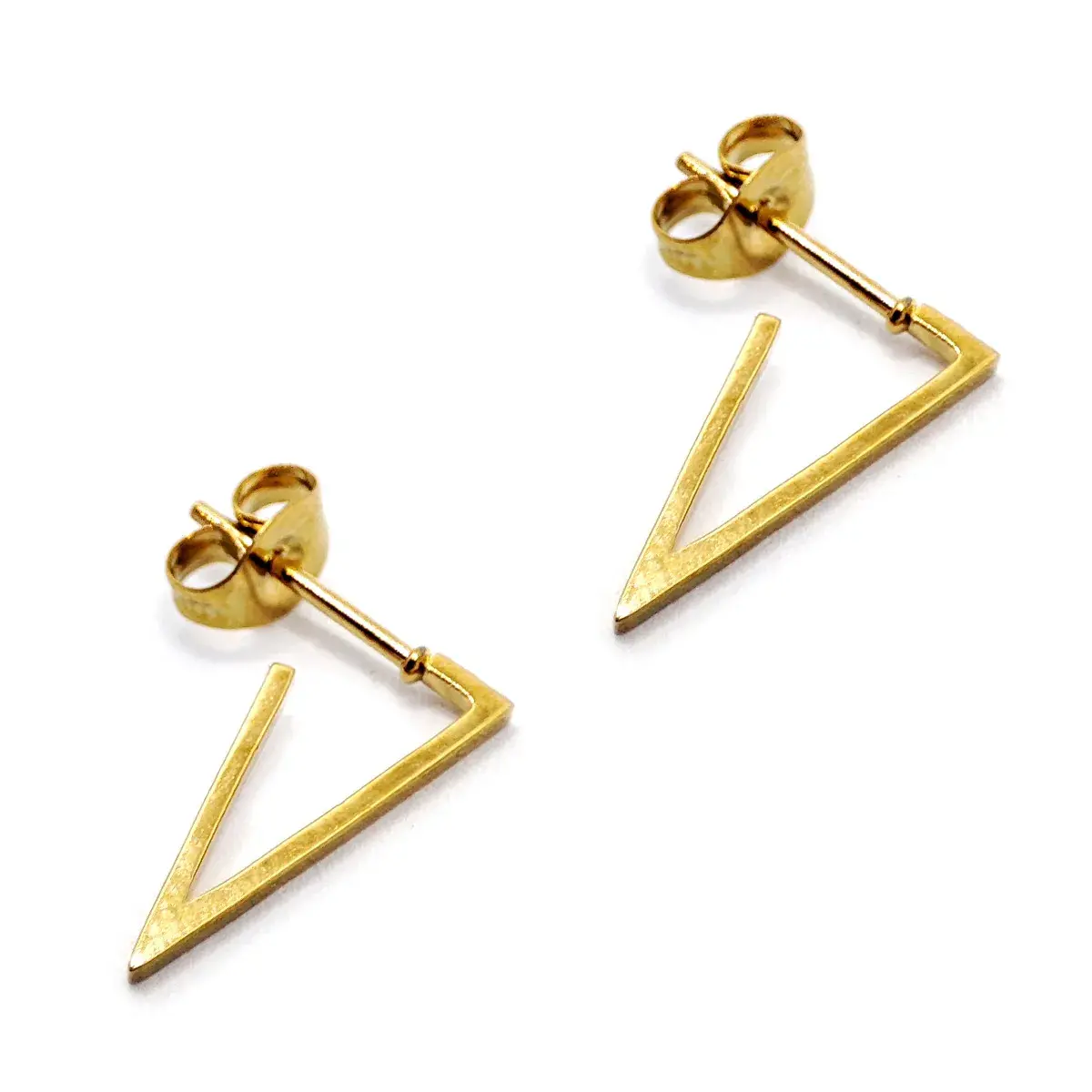 Aretes Mujer Acero Dorado Triángulos Isósceles Invertido