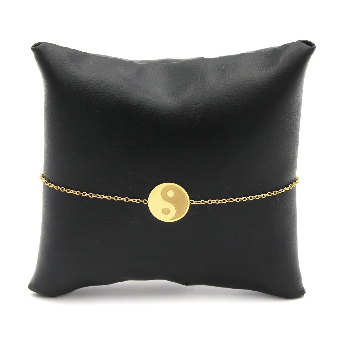 Pulsera Acero Inoxidable Dorado Yin Yang Circular
