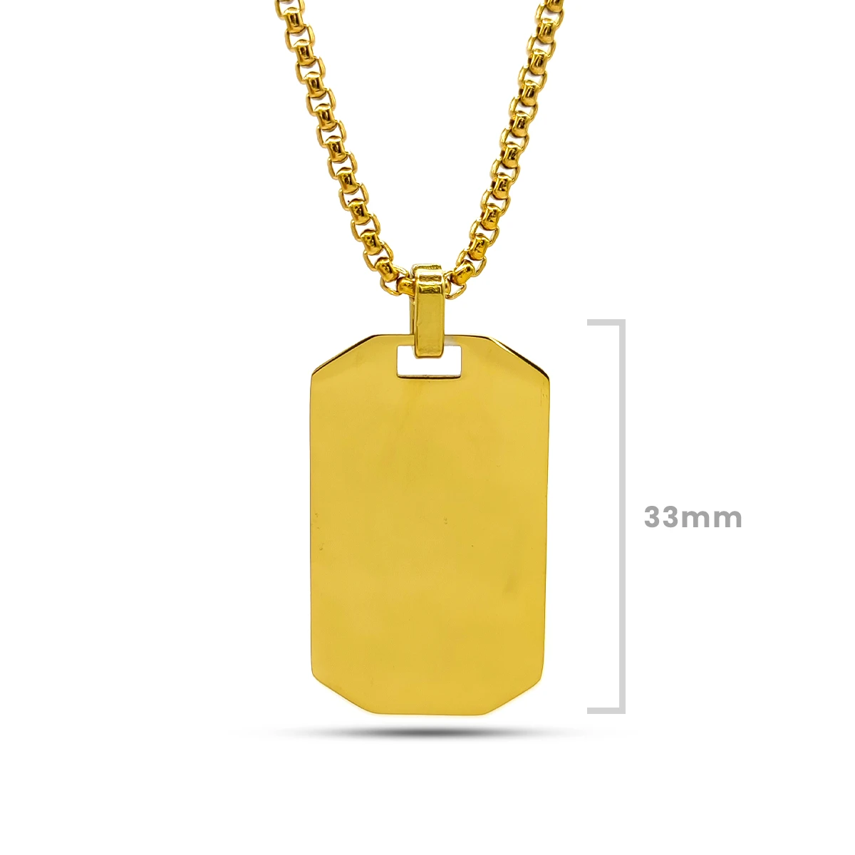 Collar Acero Placa Rectángular Esquinas Planas Para Grabado