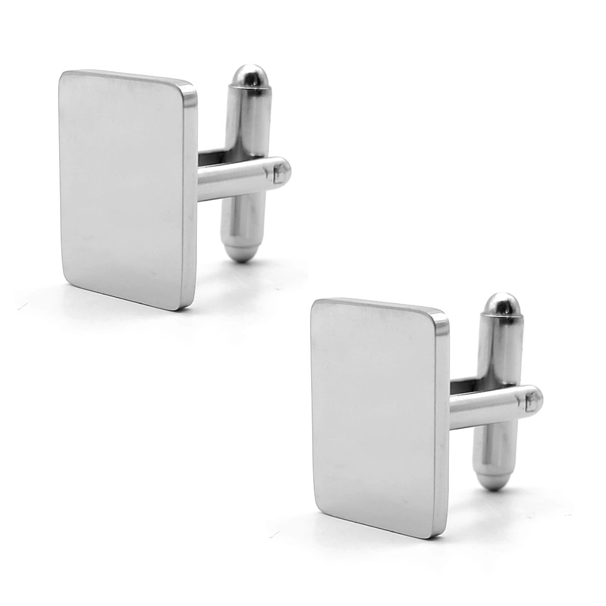 Mancuernillas Acero Plateado Rectangulo Liso para Grabado