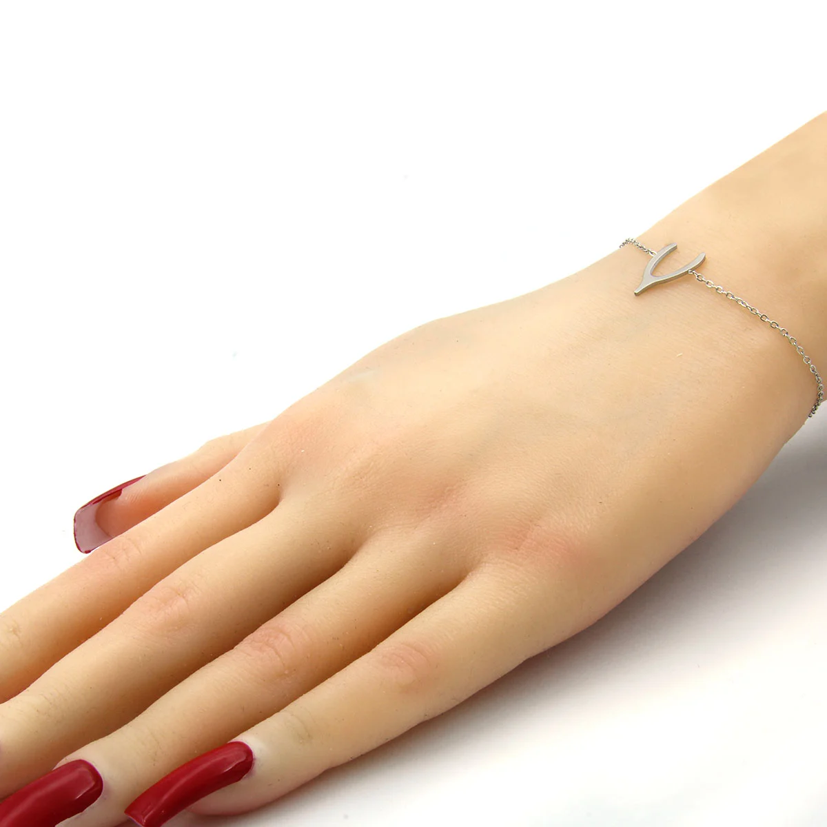 Pulsera Acero Plateado Huesito Buena Suerte Fortuna Deseo