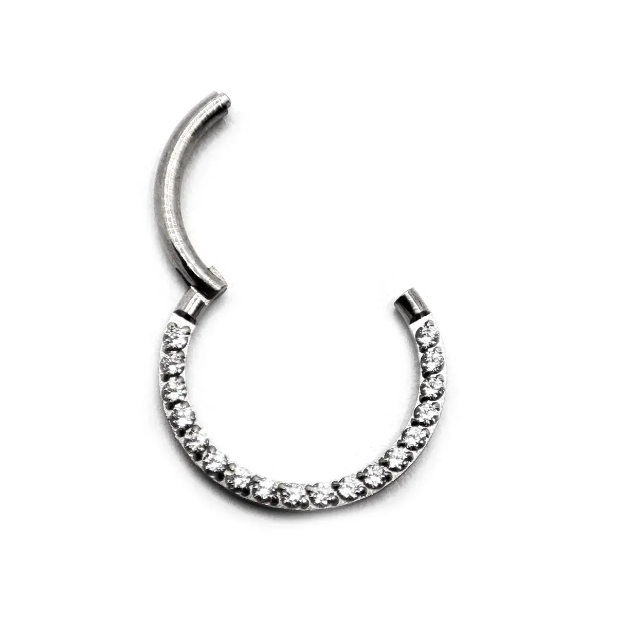 Arete Acero Plateado Piercing Aro Zirconia 10mm Clicker