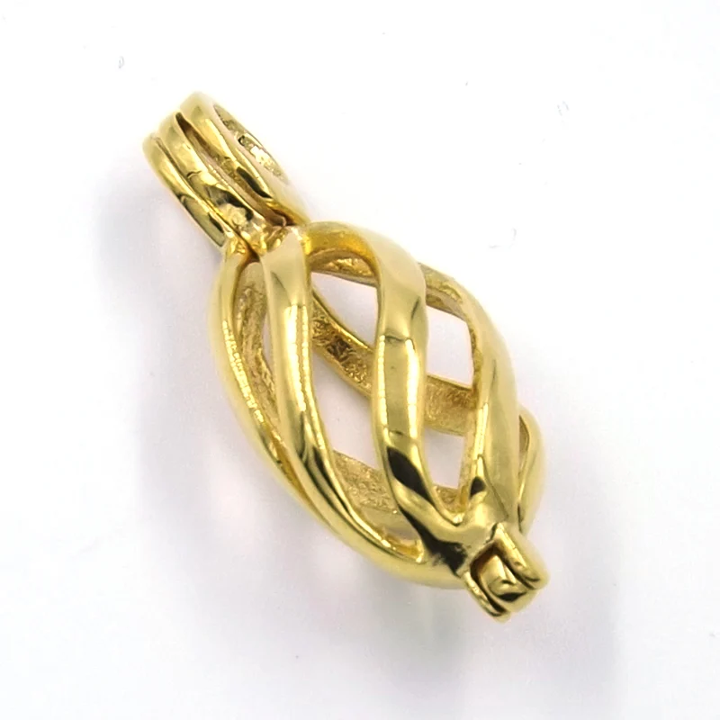 Dije de Acero Dorado Jaula Charm Espiral