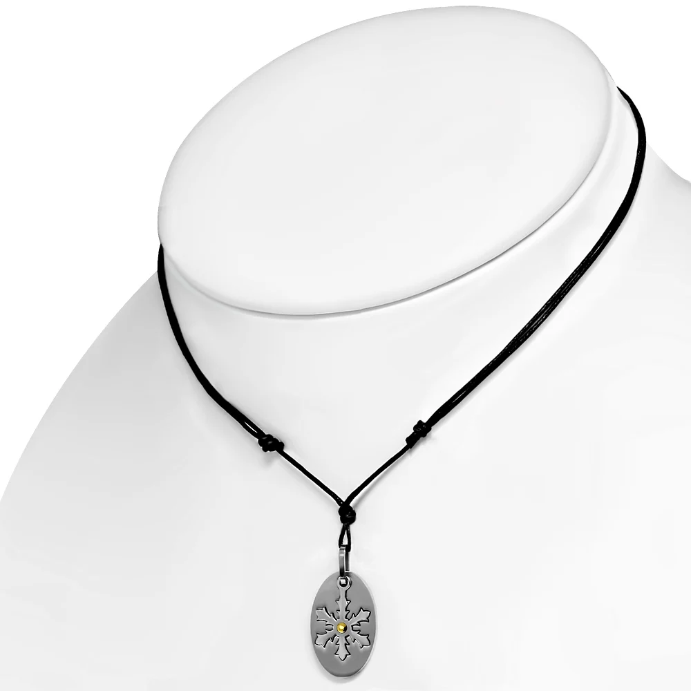 Collar Mujer Acero y Oro 18k Copo de Nieve Placa