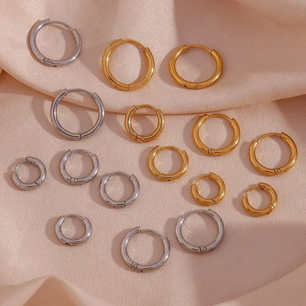 Aretes Acero Tipo Pendiente Huggies Aro Clásica 12 mm
