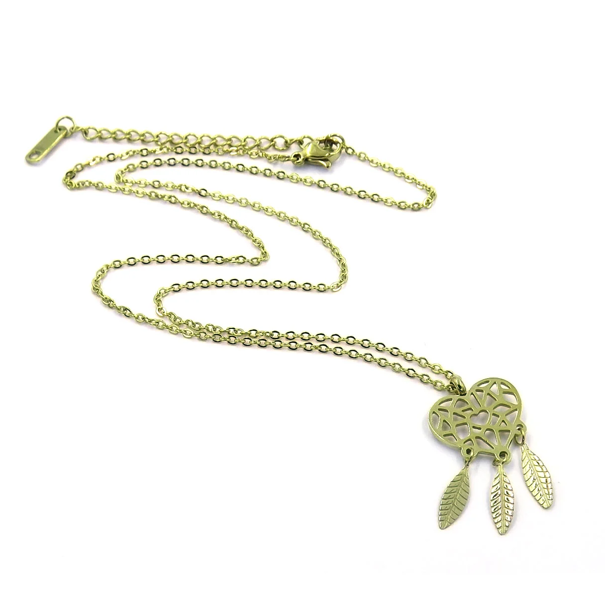Collar Acero Dorado Atrapa Sueños de Corazón