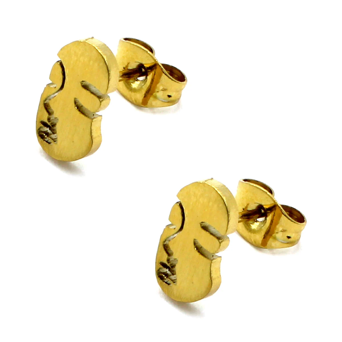 Set Joyeria Acero Dorado Forma Cara Mujer