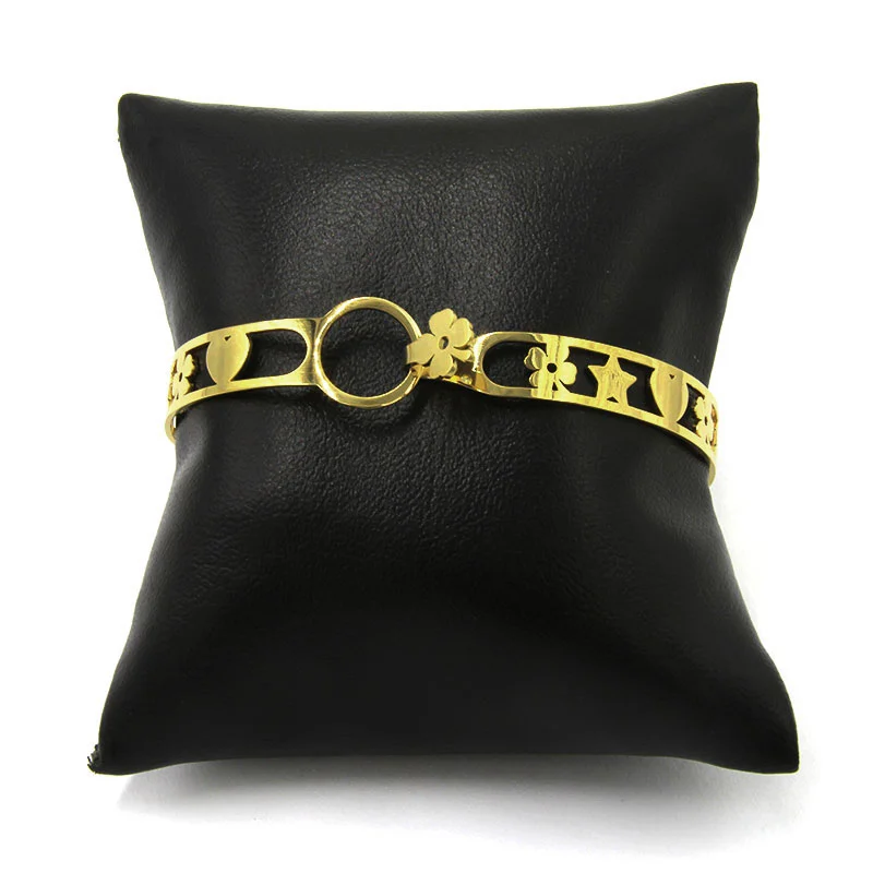 Pulsera Acero Inoxidable Dorado Brazalete Be Happy