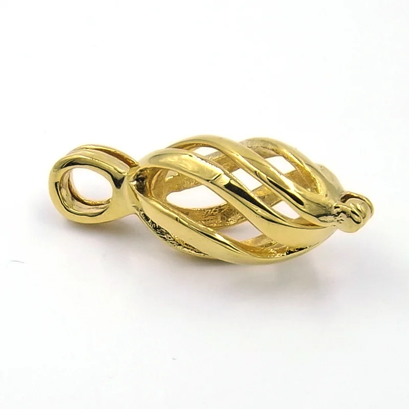 Dije de Acero Dorado Jaula Charm Espiral