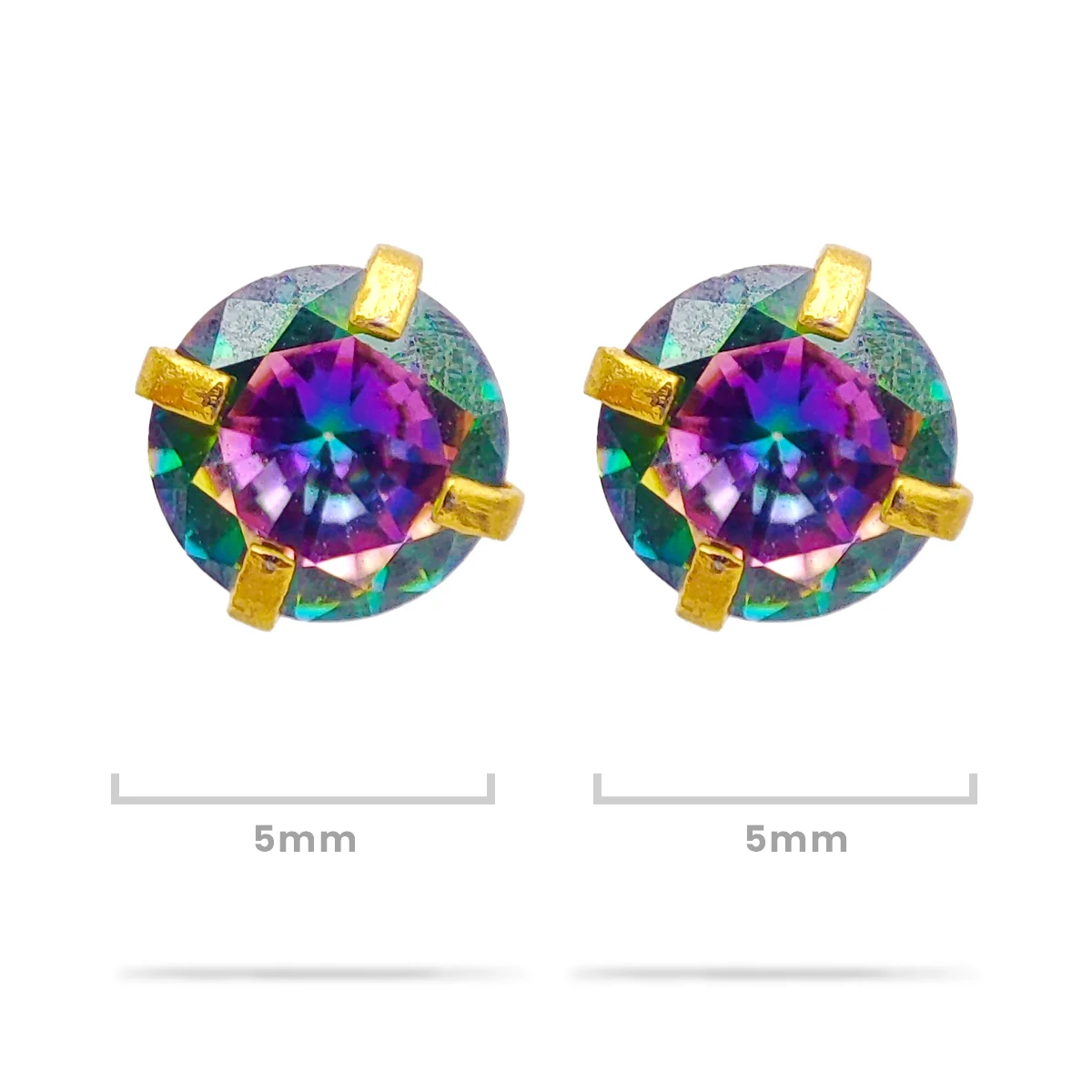 Aretes Acero Dorado Broquel Piercing Zirconia Tornasol