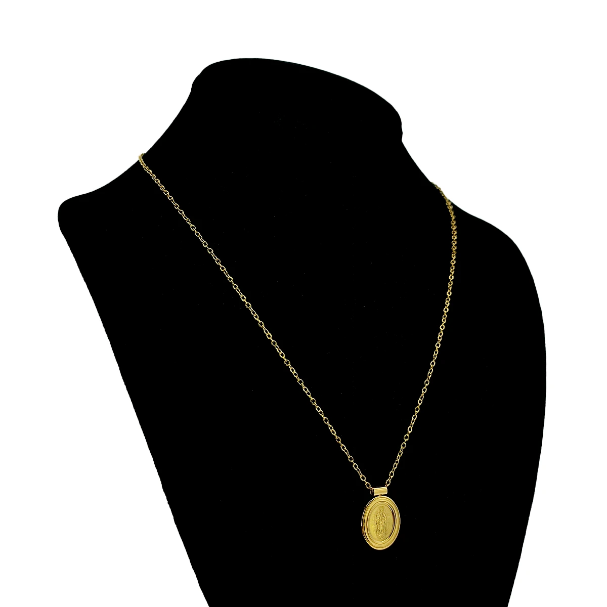 Collar Acero Dorado Medalla Virgen Guadalupe Ajustable