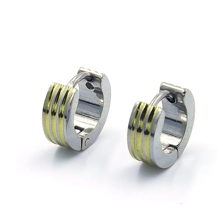 Arete Tipo Huggies para Niña Acero Bicolor Canales