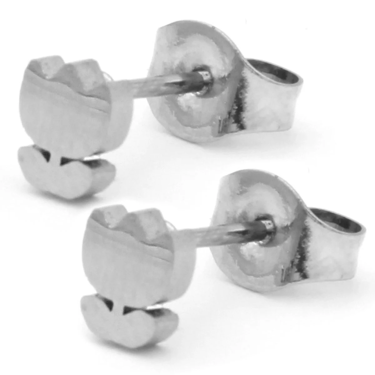 Arete Tipo Broquel Plateado Mini Flor Tulipan Pequeño