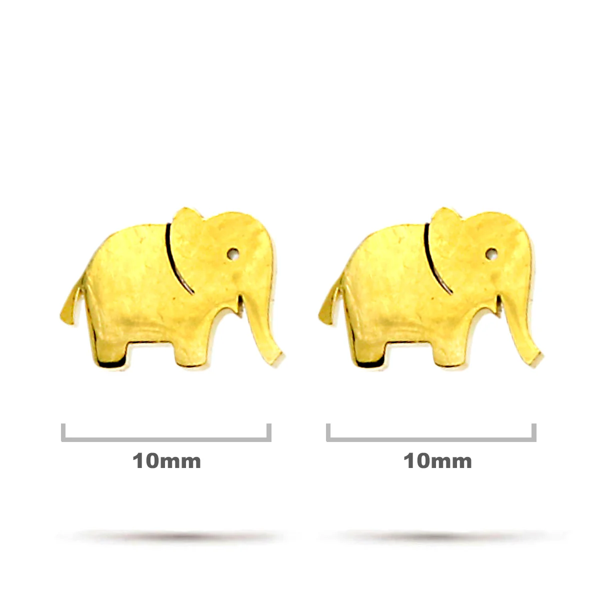 Aretes Tipo Broquel Dormilon Acero Dorado Elefante