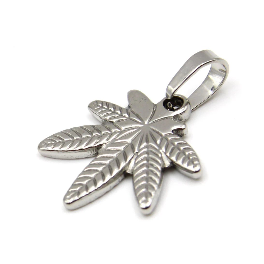 Dije Acero Inoxidable Plateado Cannabis Sativa