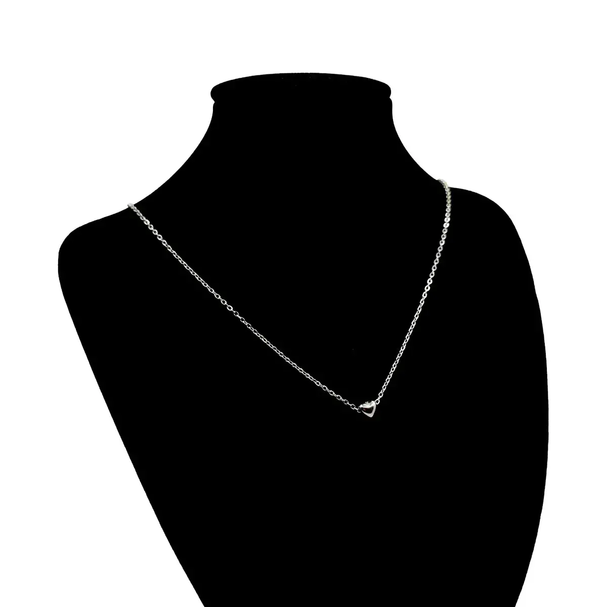 Collar Acero Inox Plateado Corazón Mini Redondo Sencillo