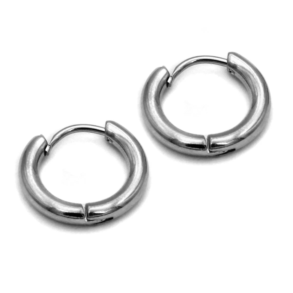 Aretes Acero Plateado Tipo Pendiente Aro Clasica 15mm