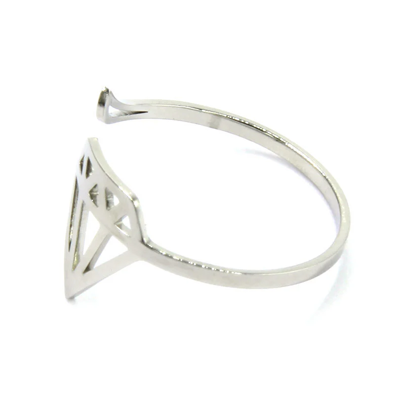 Anillo Acero Inoxidable Plateado Diamante Liso Ajustable