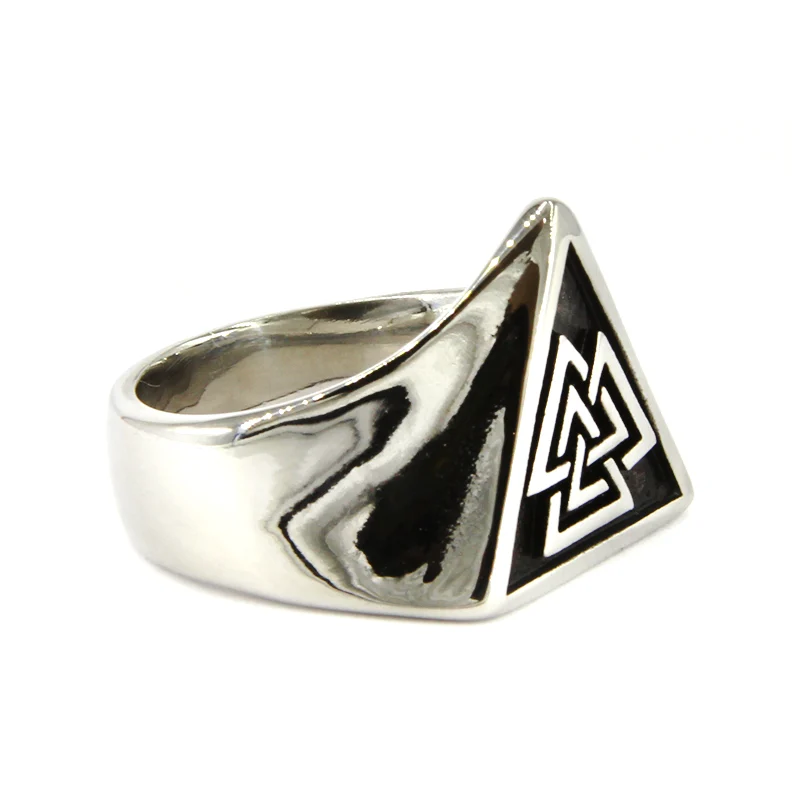 Anillo Acero Plateado Hombre Valknut Nudo de Odin Vintage