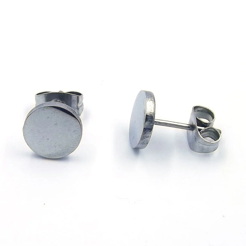 Aretes tipo Broquel Acero Plateado Circulo Liso