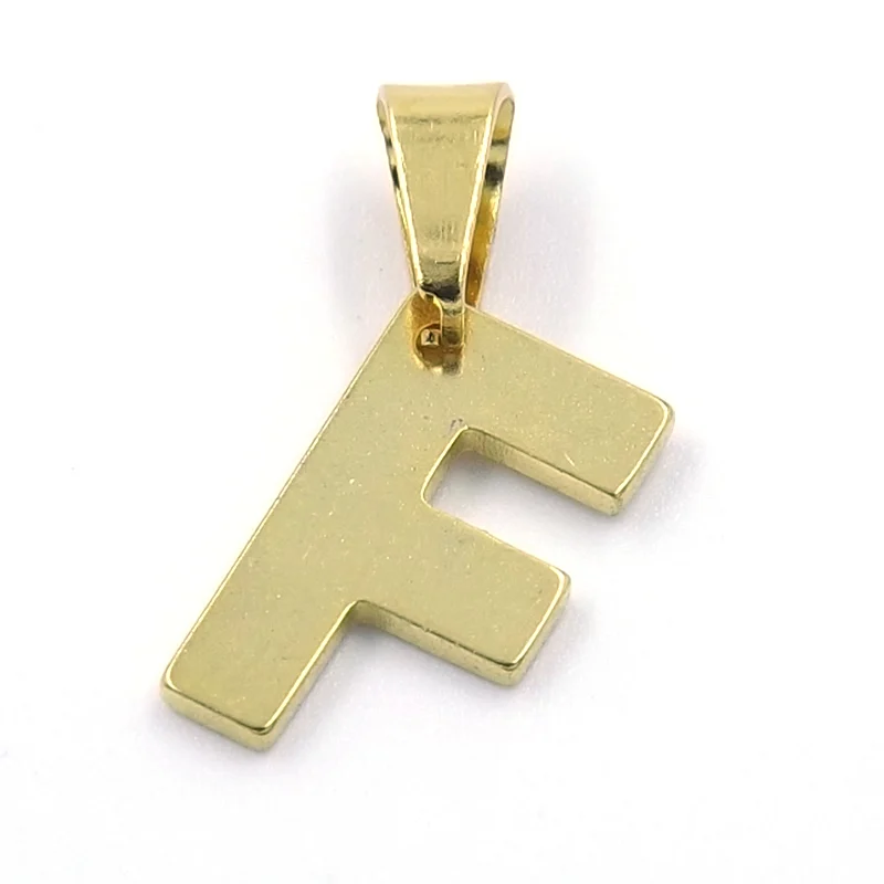 Dije de Acero Dorado Letra F Pequeña Alfabeto