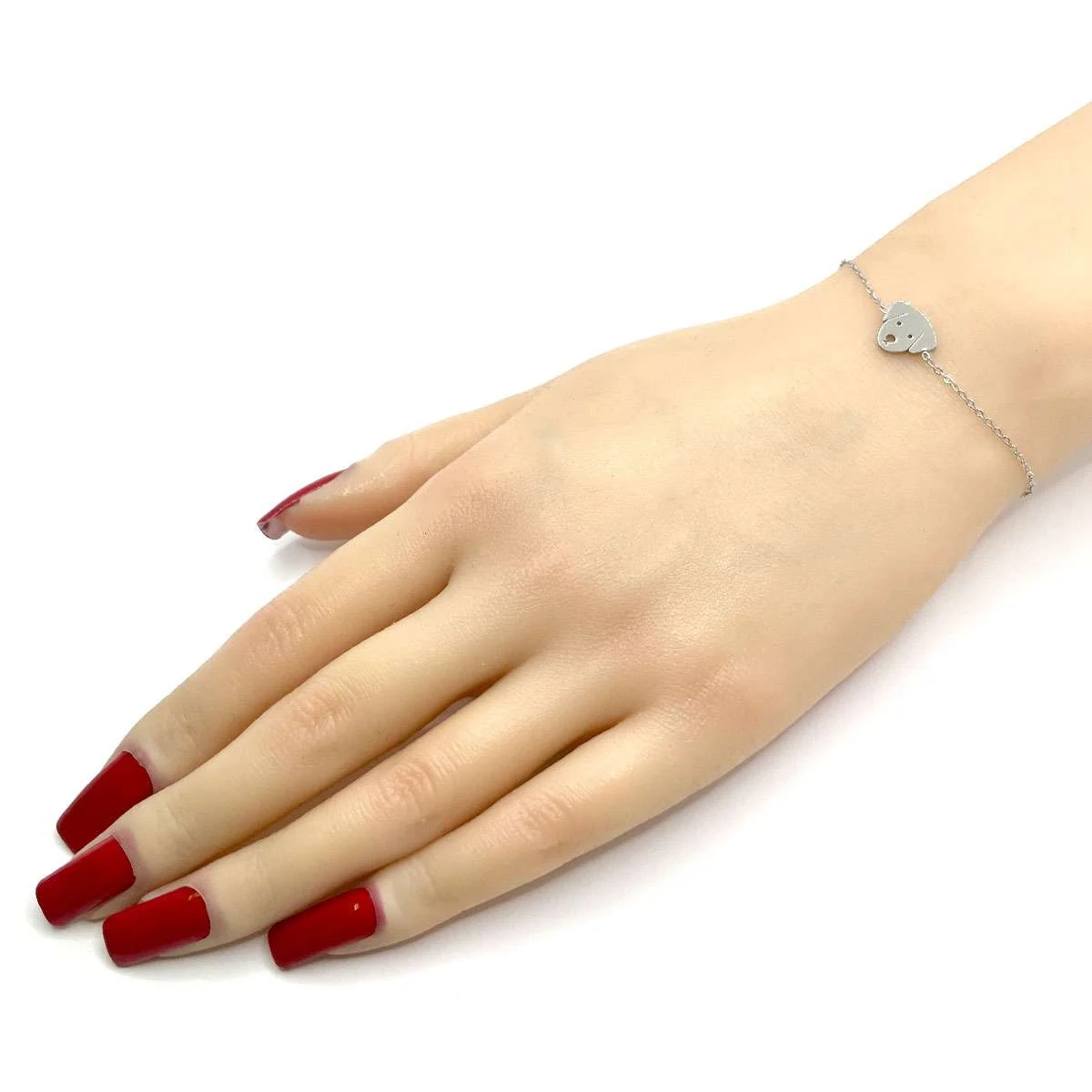 Pulsera Acero Plata De Mujer Silueta Cabeza Perrito Lindo