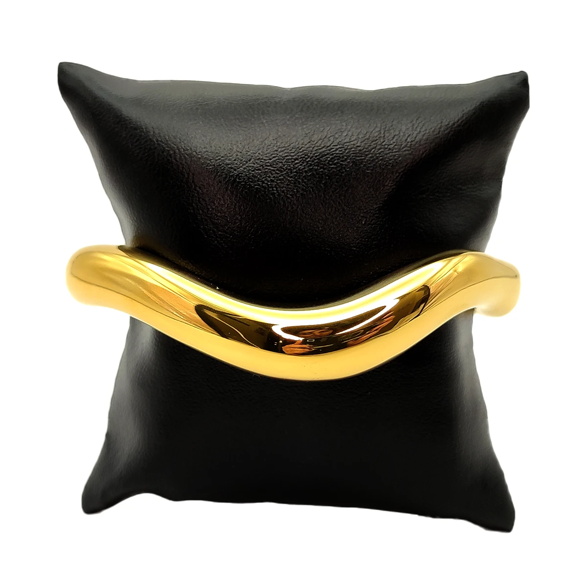 Pulsera Acero Dorado Onda Líquida Irregular Exagerada