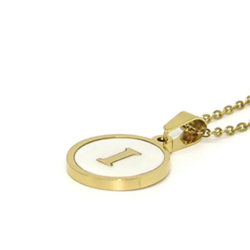 Collar Acero Dorado Letra I Madre Perla