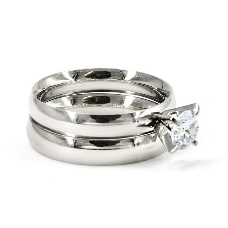 Anillos Acero Inox Tipo Argolla y Compromiso Duo Classic