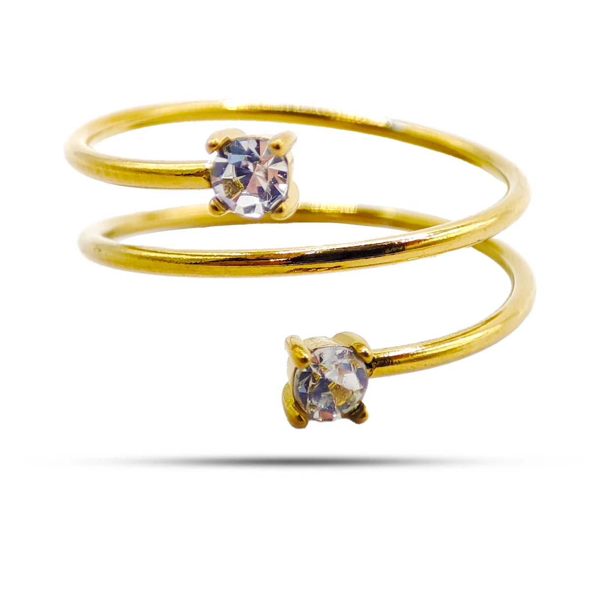 Anillo Acero Inox Resorte Espiral Delgado Zirconia Ajustable