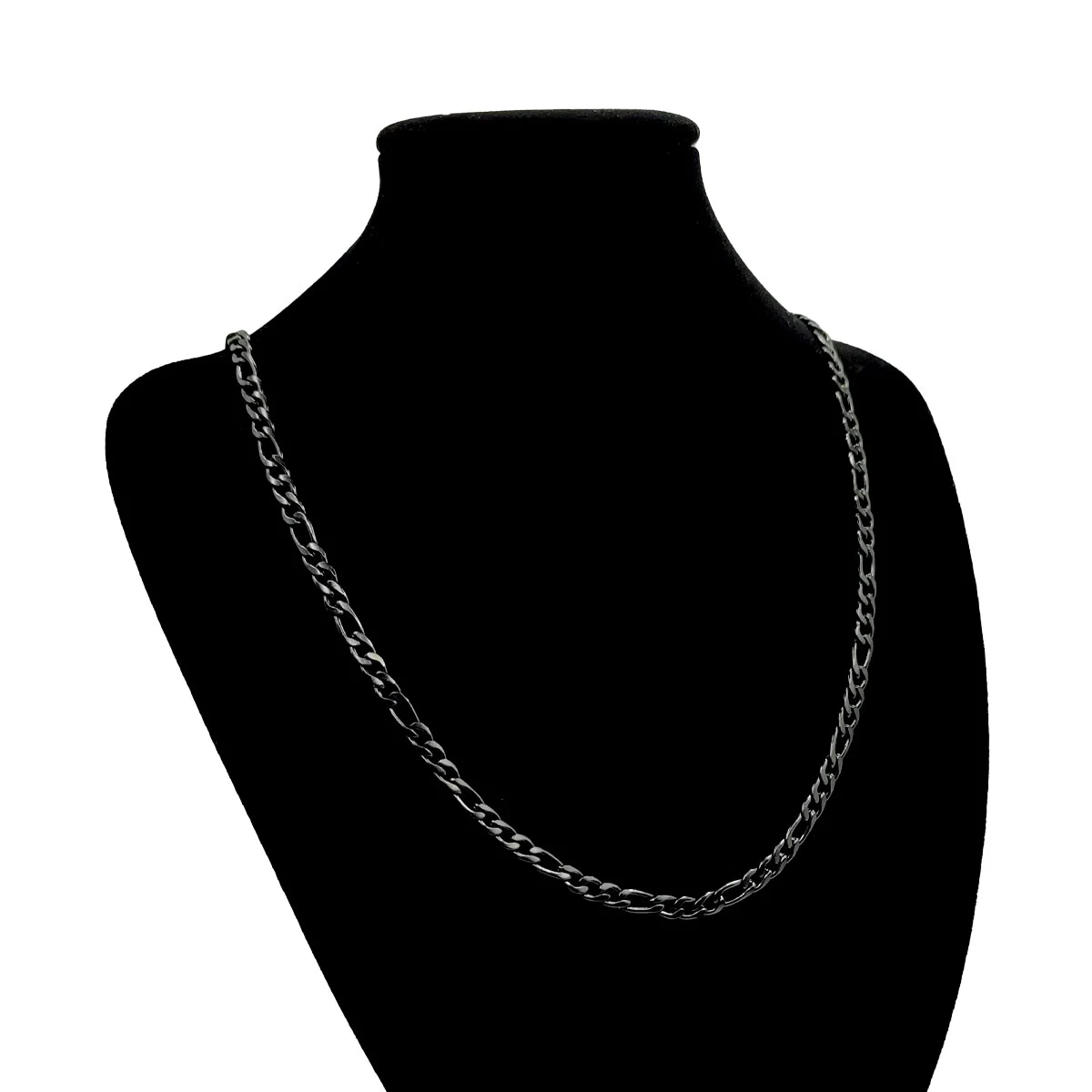 Cadena Acero Negro 3x1 Moda Simple Minimalista 4mm x 68cm