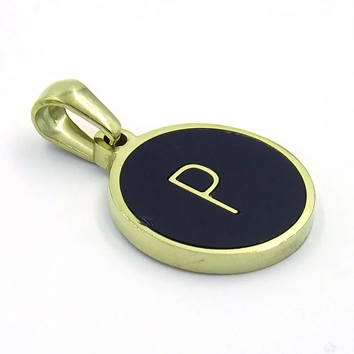 Dije Acero Dorado Botón Maquina Escribir Letra P