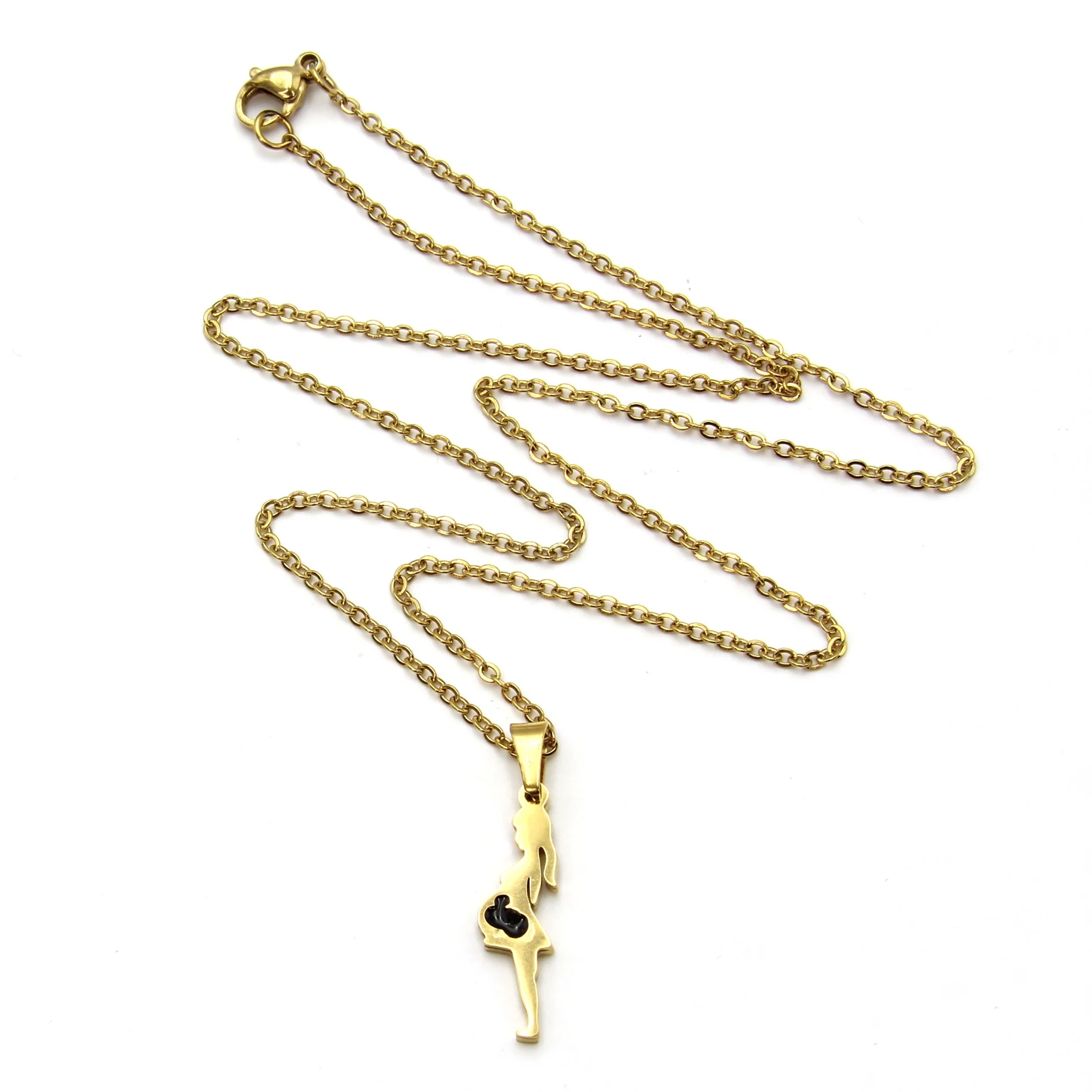 Collar Acero Dorado Mamá Embarazada Bebé Brillos Familia