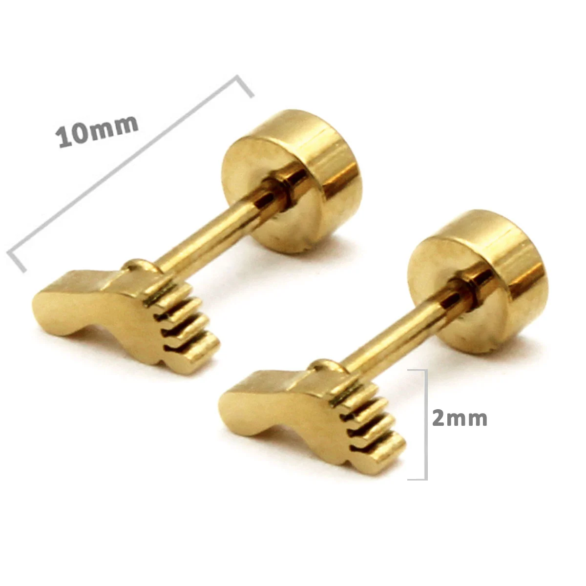 Aretes Tipo Broquel Dormilon Acero Dorado Huella Pie