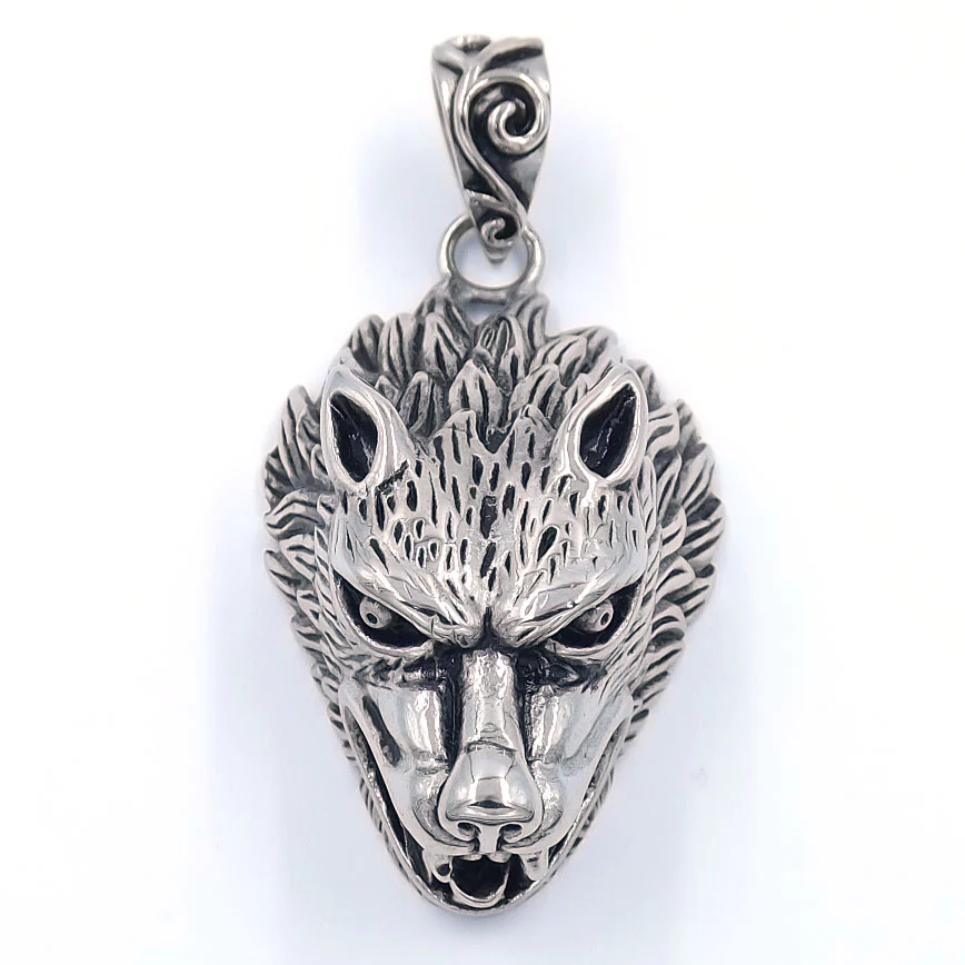 Dije de Acero Inoxidable Cabeza de Lobo Alfa