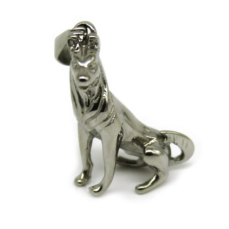 Dije Acero Plateado Perro Sentado Mascota 3D