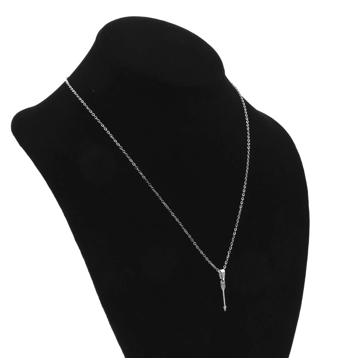 Set Joyeria Acero Plateado Flecha Sencilla Direccion