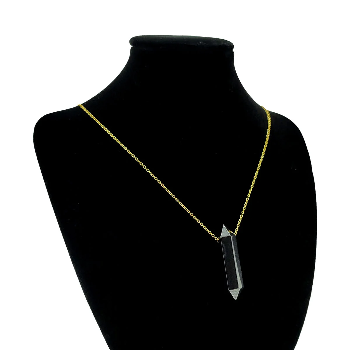 Collar Acero Dorado Doble Punta Onix 41mm
