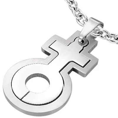 Dije de Acero Diseño Orgullo Gay Doble Simbolo de Mujer