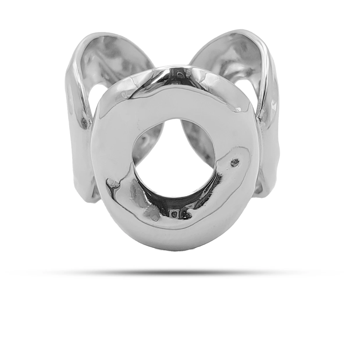 Anillo Acero Inox Circulos Unidos Huecos Chunky Ajustable