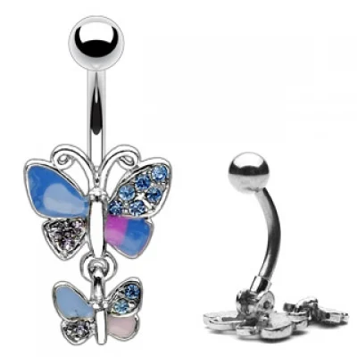 Piercing para ombligo Diseño Mariposas con Zirconias