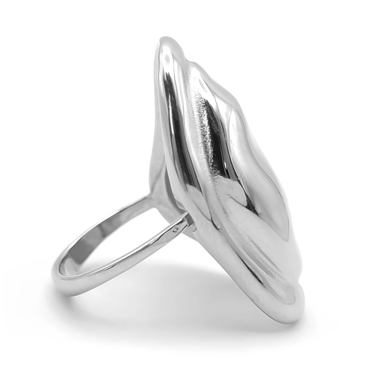 Anillo Acero Inox Escudo Martillado Pulido Ajustable