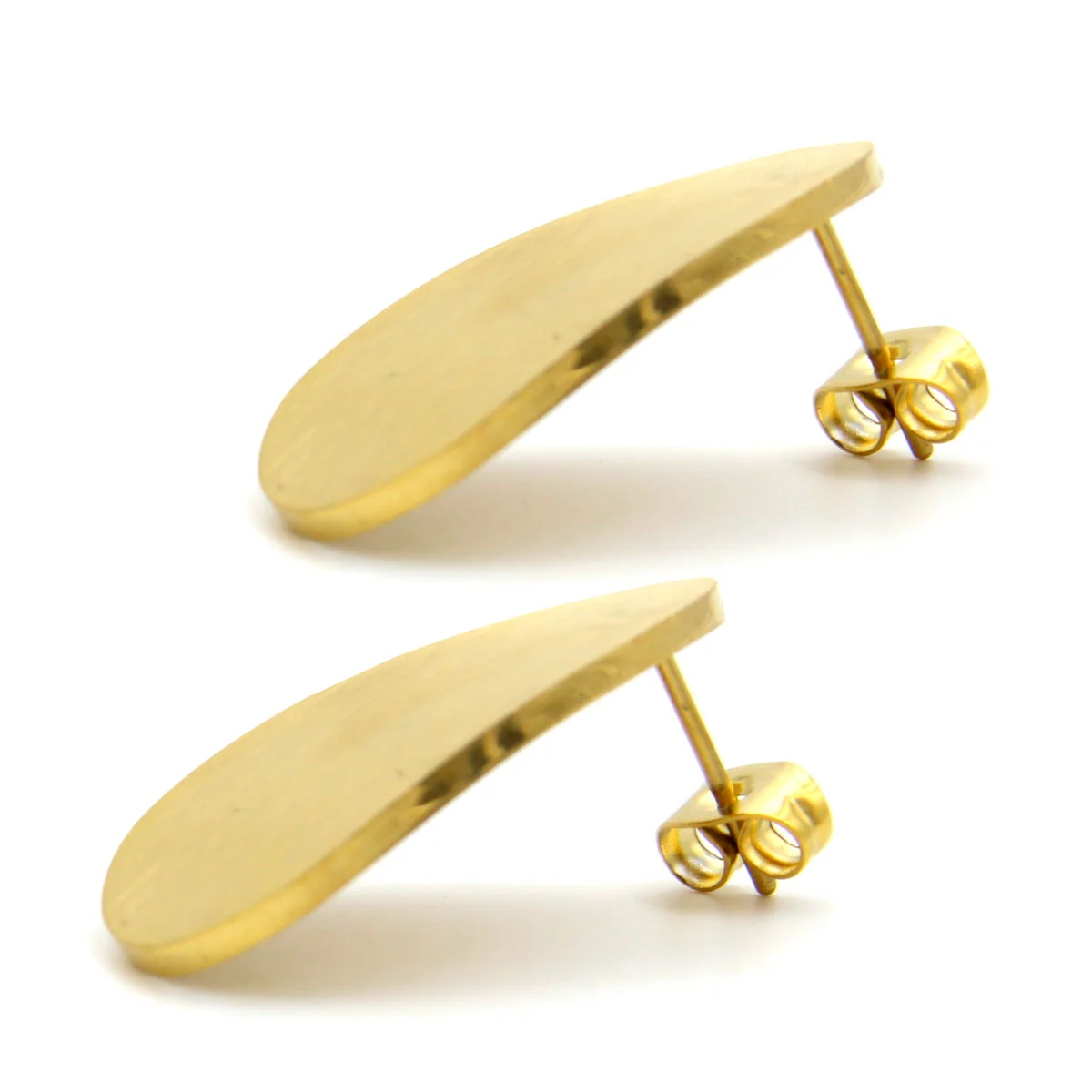 Aretes Acero Cepillado Ovalo Dorado Noche