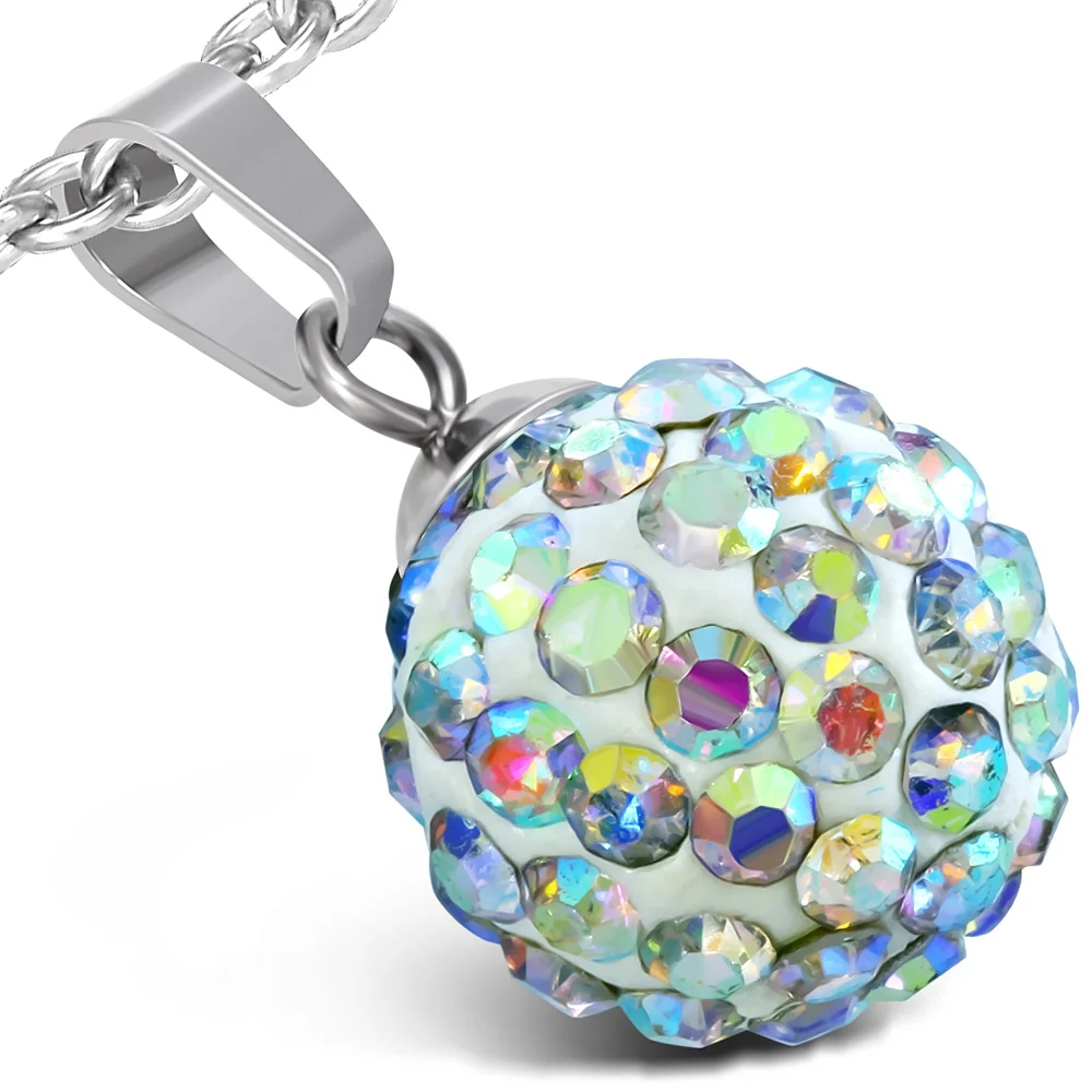 Dije de Acero y Zirconias Tornasol Shamballa Diseño Esfera