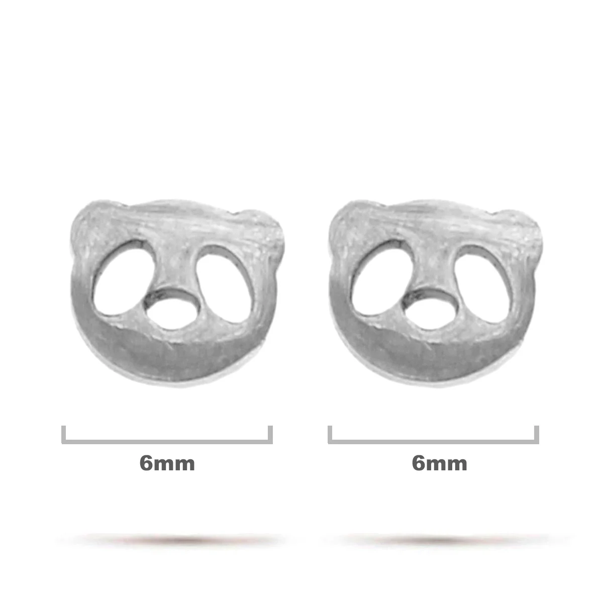 Aretes Acero Inox Plateado Tipo Broquel Oso Panda