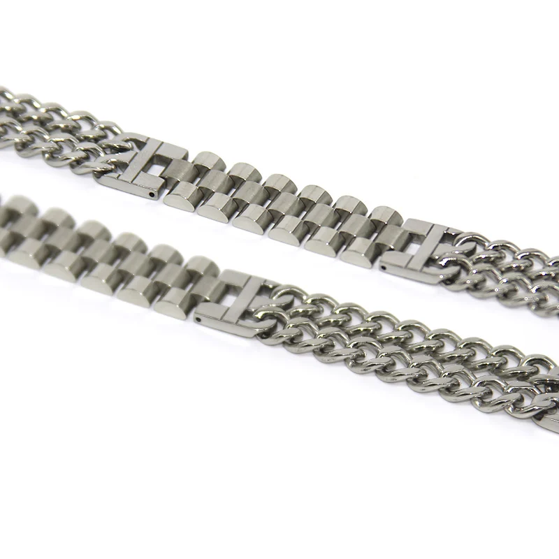 Pulsera Acero Plateado Esclava Eslabon Cilindro