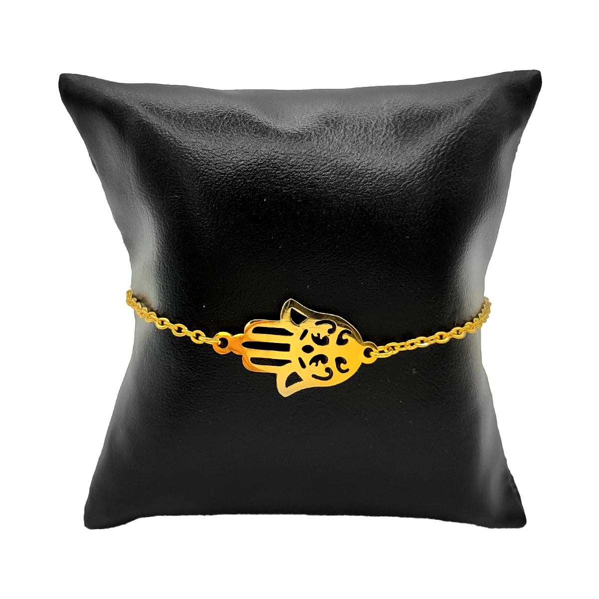 Pulsera Acero Inox Dorado Mano de Fatima Hamsa Sencilla