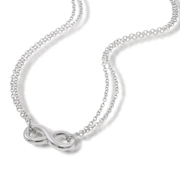 Collar Acero Plateado Infinito Romantico Doble Cadena