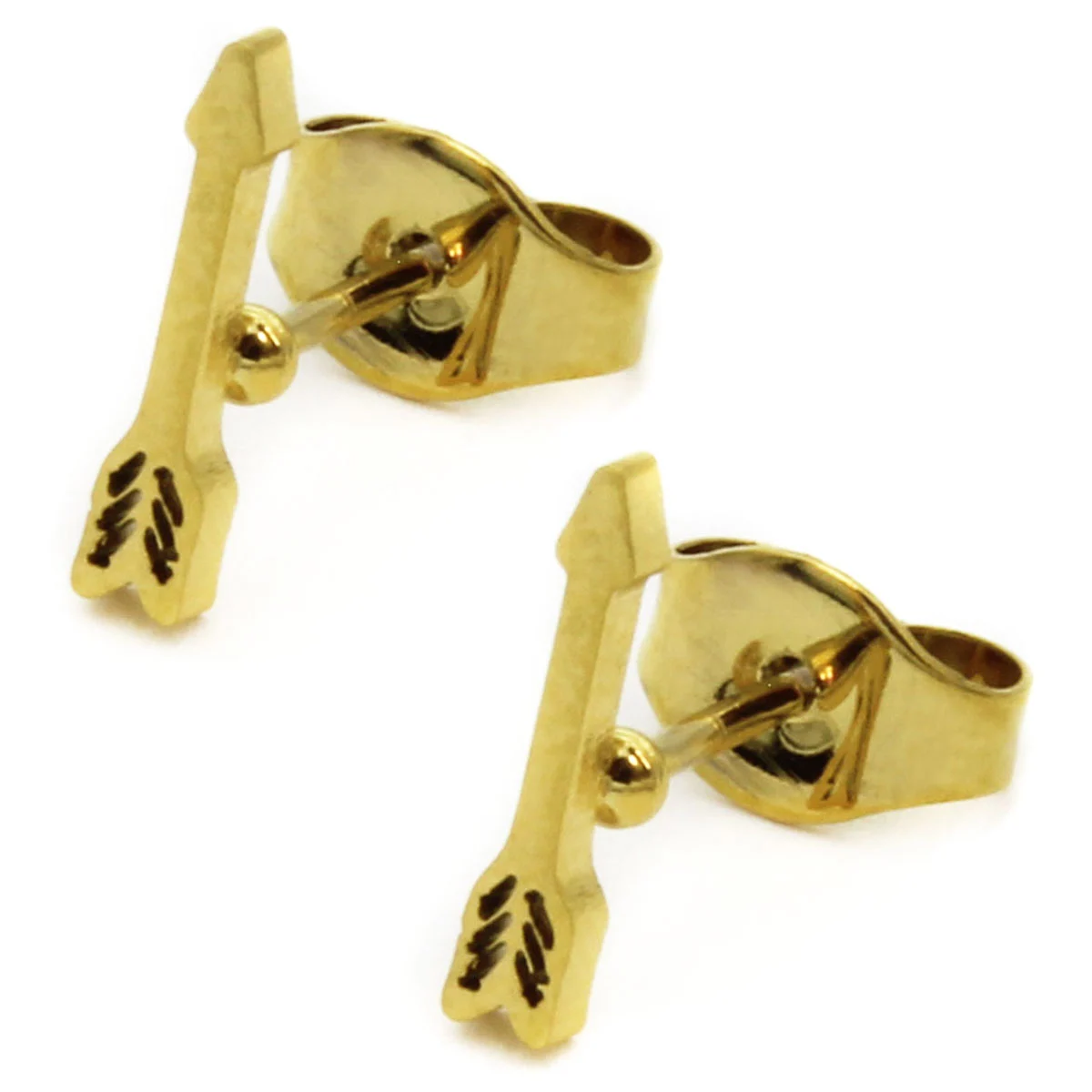 Set Joyeria Acero Dorado Flecha Sencilla Direccion