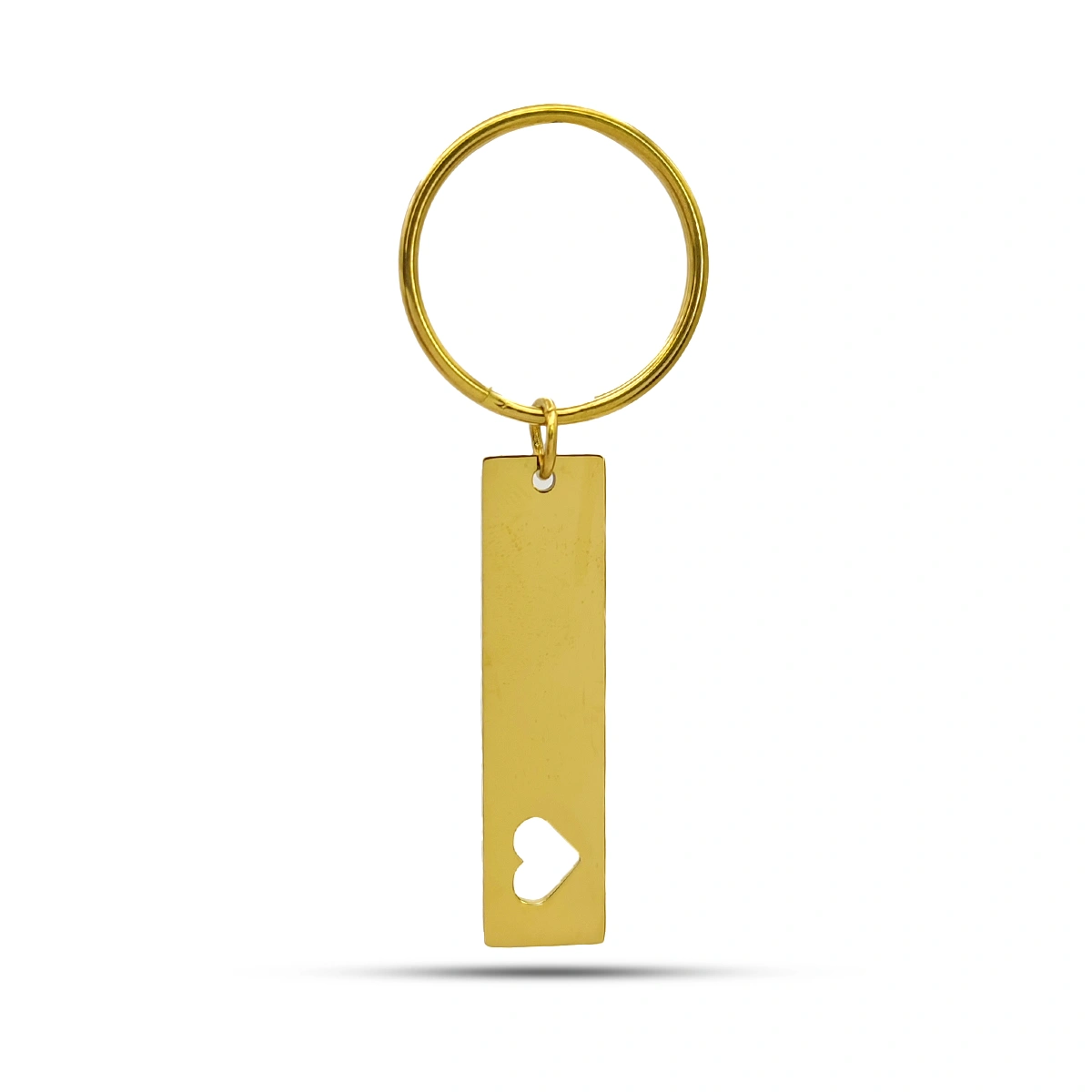 Llavero Acero Sencillo Placa Rectangular Ventana Corazón